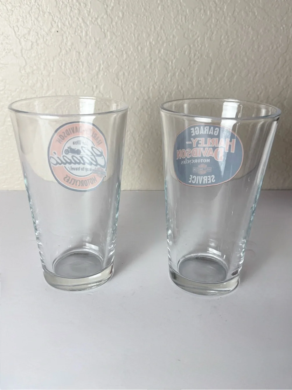 Harley-Davidson Black & Orange Garage Logo Pint Glasses - Set of 2